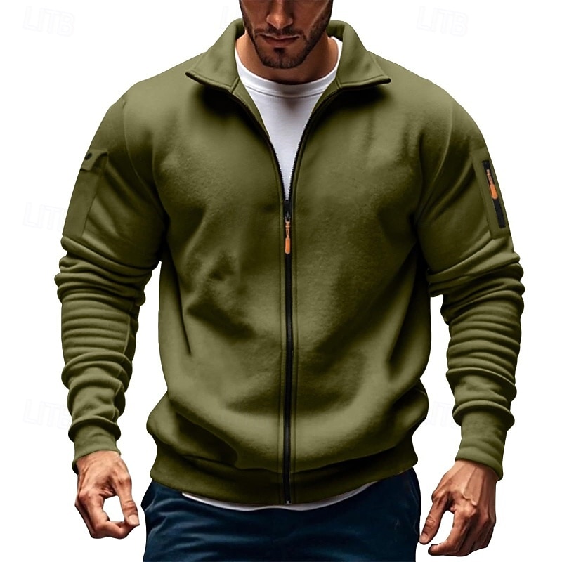 Per uomo Felpa con cappuccio Felpa con cappuccio a zip intera Felpa con cappuccio in pile Felpa con cappuccio tattica Nero Bianco Verde militare Rosso Borgogna Colletto Mao Semplice Cerniera Sport del 2025 a $27.99 –P6