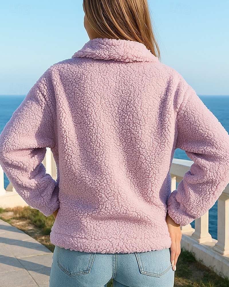 Mulheres Moletom com zíper Casaco de inverno Jaqueta de lã polar Com bolsos Manga Longa Blusas Roupa Esportiva Outono Cor Sólida A Prova de Vento Quente Exterior Viagem Férias Roupa de esporte Roupas de 2025 por $28.99 –P2
