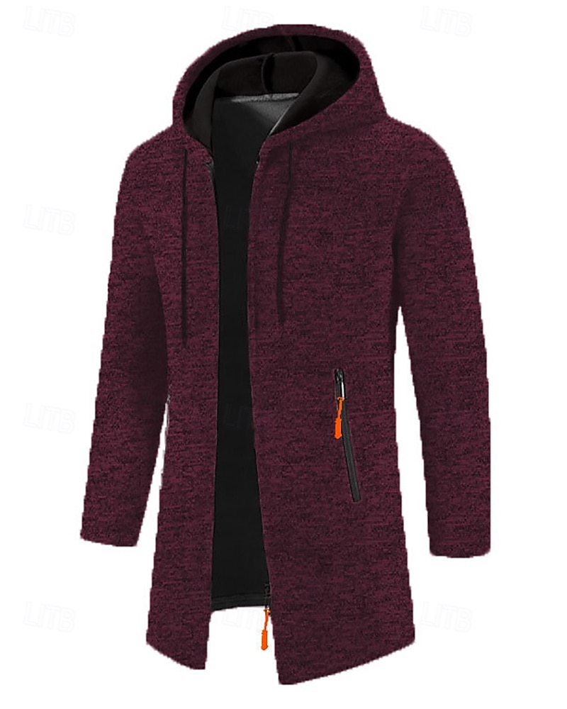 Férfi Felöltő Ballonkabát Hosszú Trench kabát Vakáció Napi Tavasz Tél Poliészter Szélbiztos Melegen tartani Felsőruházat Ruházat Divat Klasszikus Sima Zseb Kapucni Cipzár 2026 - $27.99 –P20