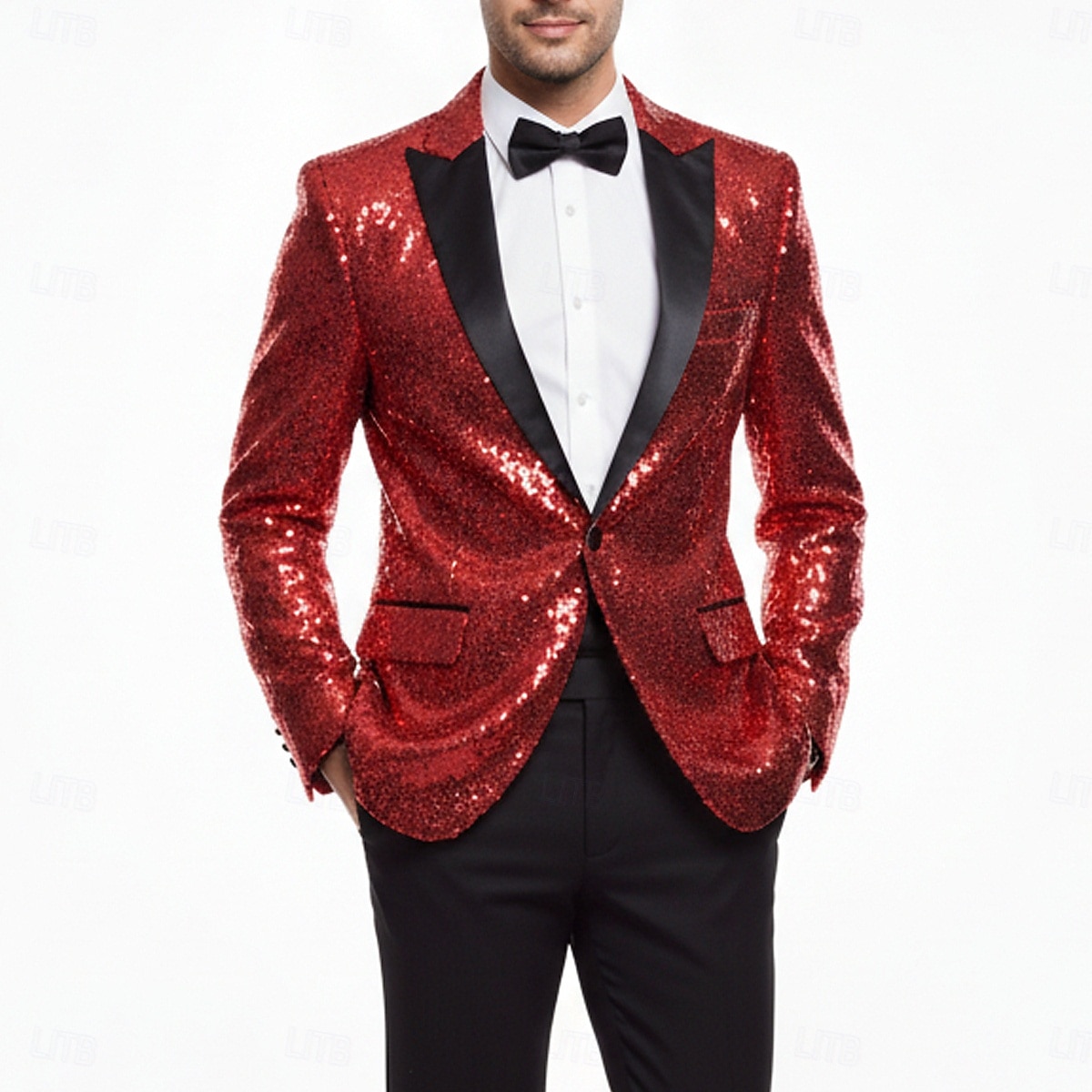 Herr Kavajjacka Stängande krage party Solid färg Blazer Svart Silver Champagne Skräddarsydd passform Singelknäppt 1 Knapp 2025 - $69.99 –P8