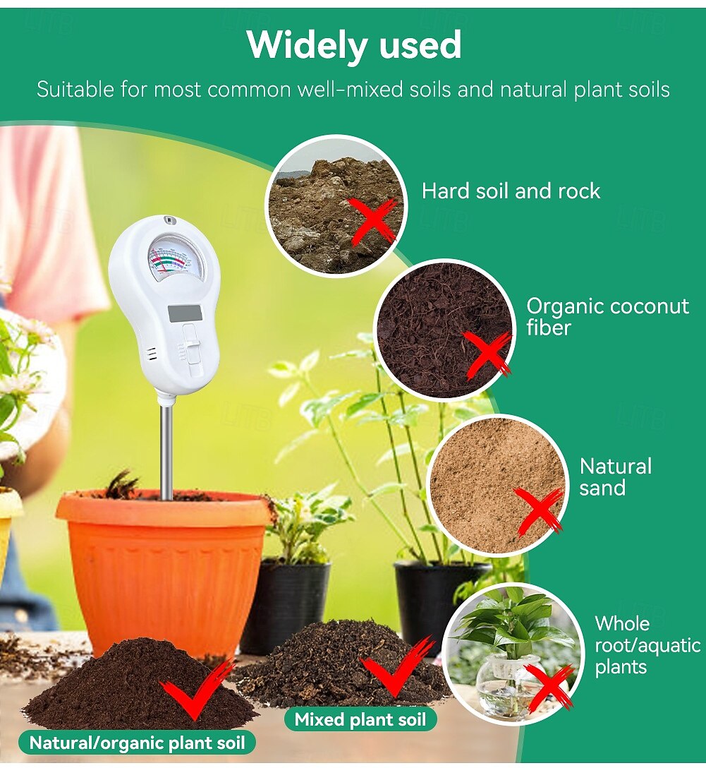 Digital Soil Tester - Multi-parameter Monitor Suitable For Ph/Conductivity/Temperature/Humidity/Illuminance Led Display Screen 2025 - $34.99 –P7