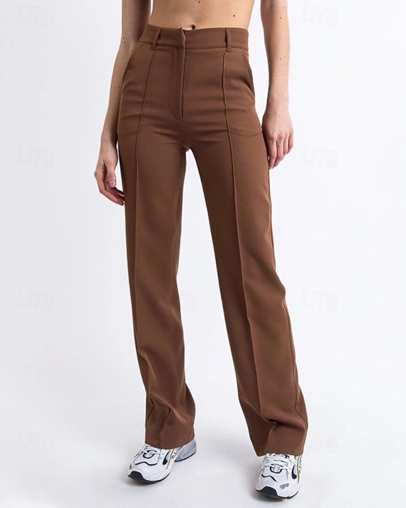 Dam Kinesiska Rak Streetwear Ledigt Fullängd Medium Midja Slät Ficka Elastisk midja Bekväm Microelastisk Utomhus Semester Dagligen Mörkbrun Ametist Svart Brun Vår Höst Normal 2025 - $20.99 –P13