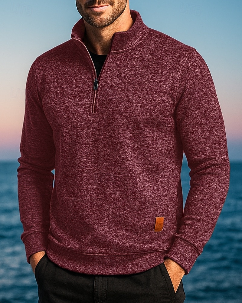 Per uomo cima dell'escursionismo Maglione con cerniera a un quarto Manica Lunga Collo alla coreana Maglietta Top Esterno Leggero Elastico Traspirante Inverno Zip a un quarto Poliestere Grigio scuro del 2025 a $7.49 –P6