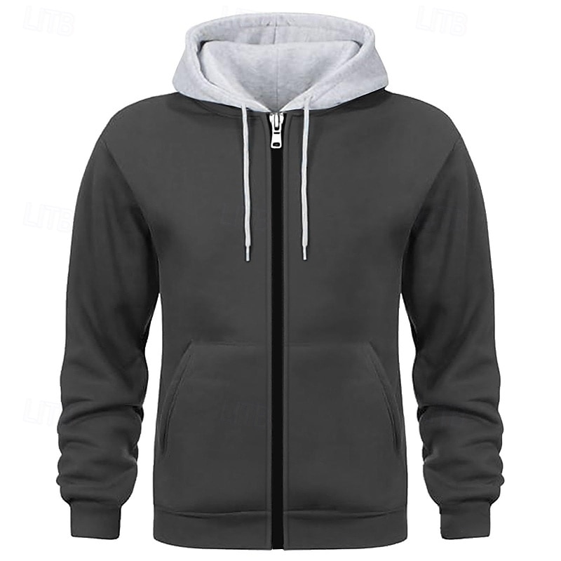 Per uomo Felpa con cappuccio Felpa con cappuccio a zip intera Rosso bordeaux Nero Bianco Blu marino Cammello Con Cappuccio Semplice Patchwork Blocco di colore Sport & Outdoor Casuale Quotidiano del 2025 a $27.99 –P7
