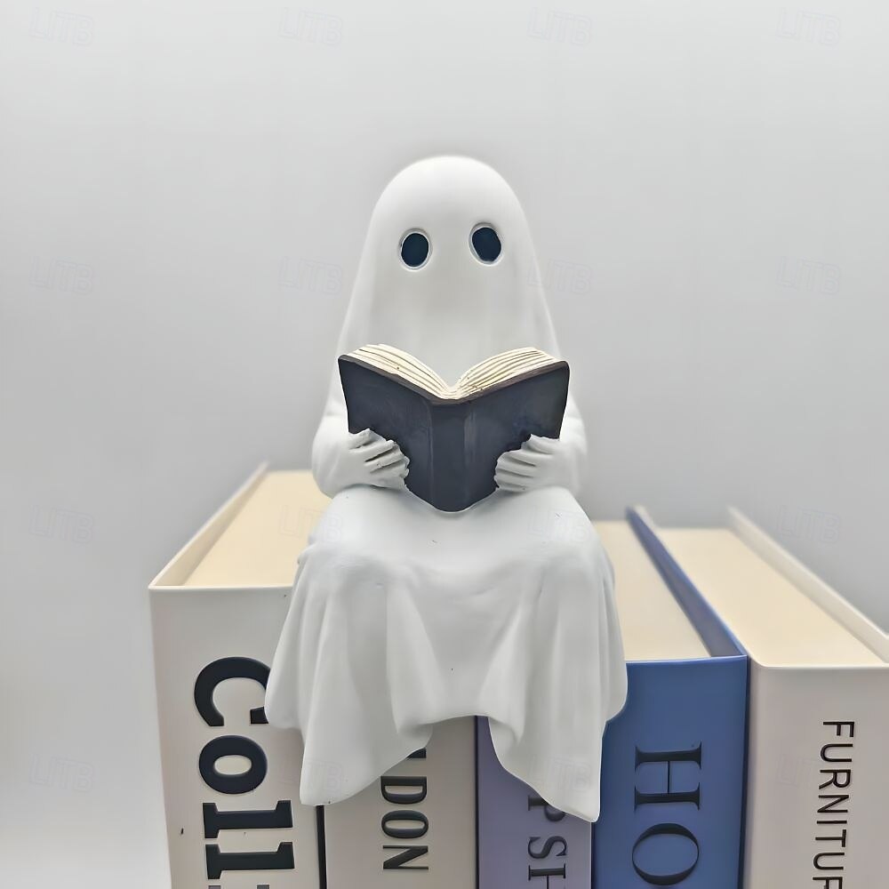 Halloween Cute Ghost Decoration Reading Book Resin Figurine Spooky Tabletop Desk Ornament, Haunted House Mini Statue, Creepy Cute Decoration for Home, Office & Party Decor 2026 - $21.99 –P6