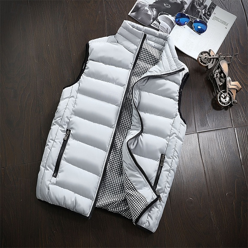 Ανδρικά Γιλέκο Puffer Veste Gilet Διακοπές Καθημερινά Ημερομηνία Μοντέρνα Καθημερινό Φθινόπωρο Χειμώνας Τσέπη Πολυεστέρας Διατηρείτε Ζεστό Άνετο Συμπαγές Χρώμα Φερμουάρ Όρθιος Γιακάς Κανονικό 2026 - $29.99 –P12