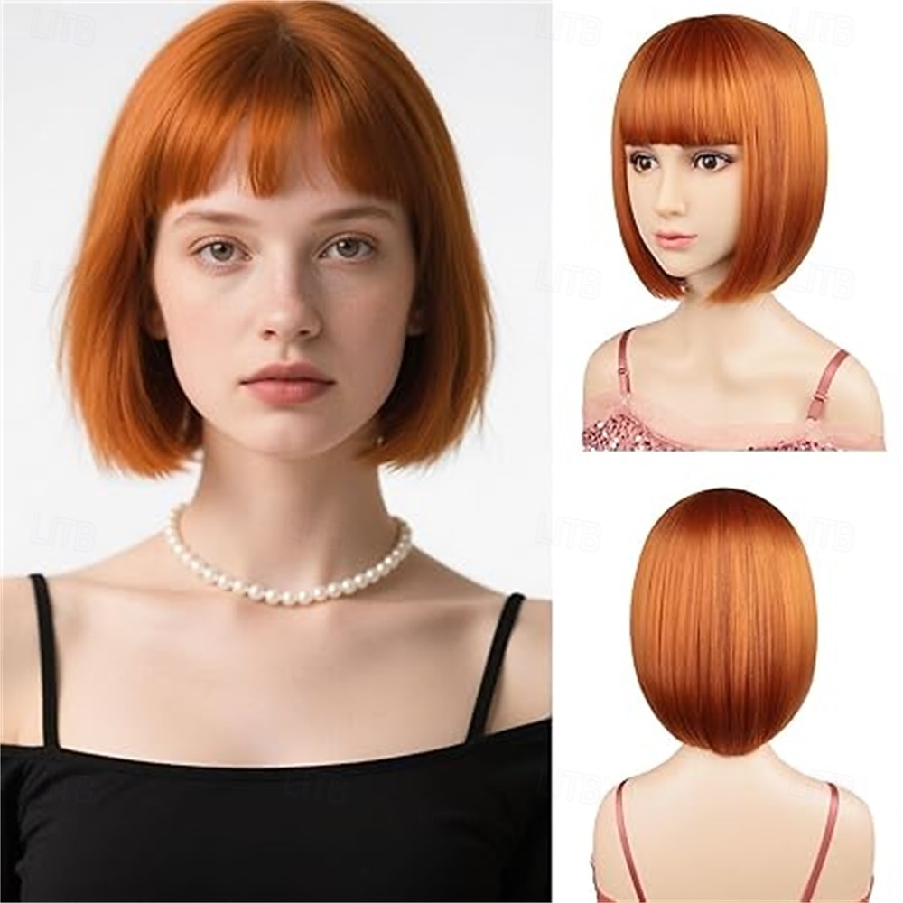 Carnival-peruukki 2026 Musta Sininen Violetti Suora Bob Lyhyt Synteettinen festivaaliperuukki Mardi Gras Paraati Cosplay-asun hiukset varten Naisten 2026 - $16.49 –P2