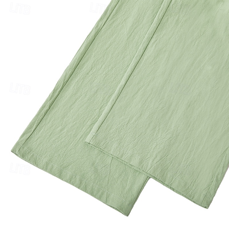 Hombre Pantalones de lino Pantalones Pantalones de verano Pantalones anchos Bolsillo Cintura elástica Correa Plano Comodidad Transpirable Longitud total Casual Diario Festivos Vacaciones Moda Holgado 2026 - $12.99 –P16