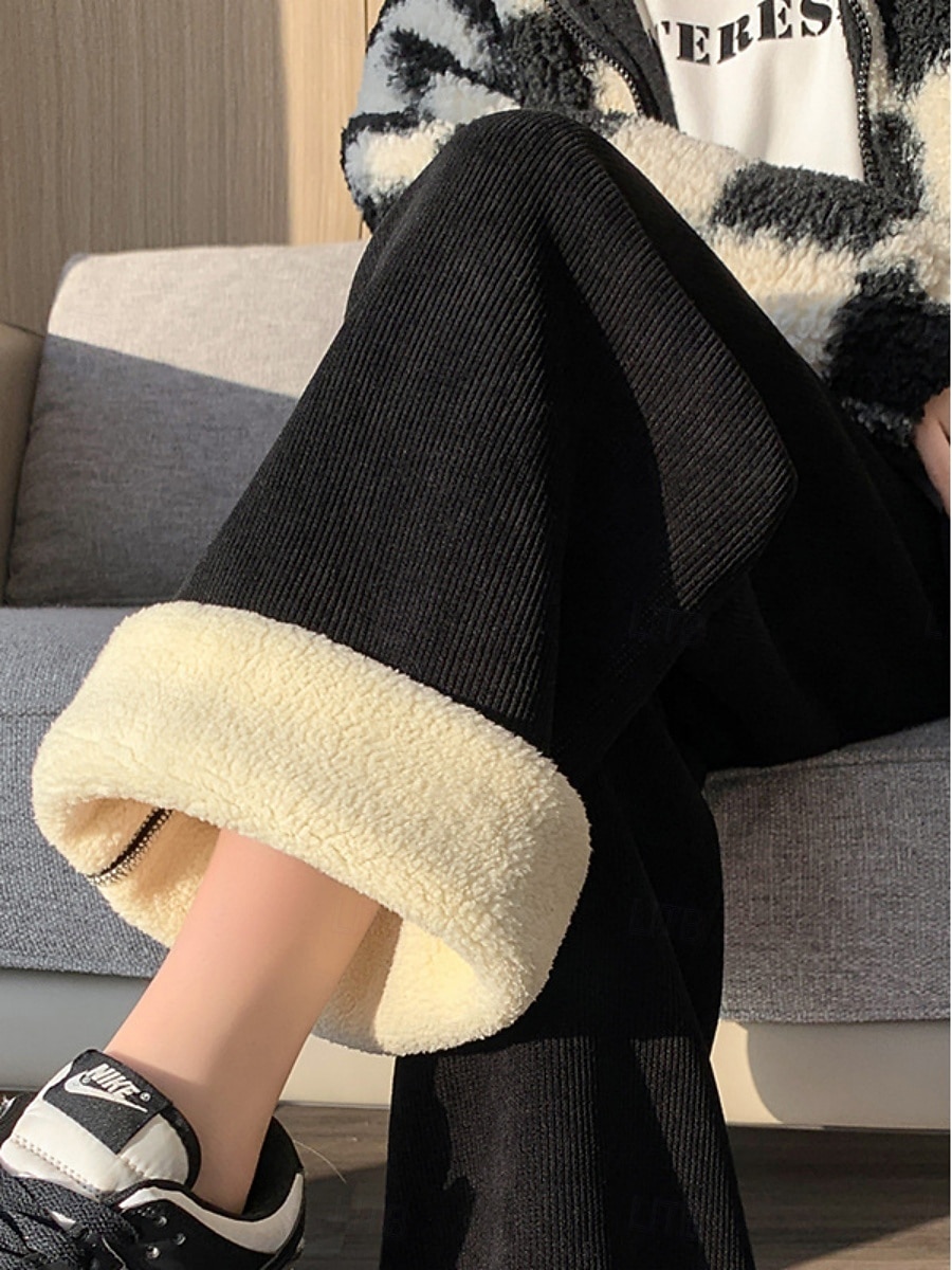 Per donna Pantaloni da tuta Pantaloni in Pile Gamba larga Moda Essenziale Casual Lunghezza intera Vita Alta Semplice Tasca Fascia Elastica Comodo Morbido Confortevole Elasticizzato All'aperto del 2025 a $24.99 –P1