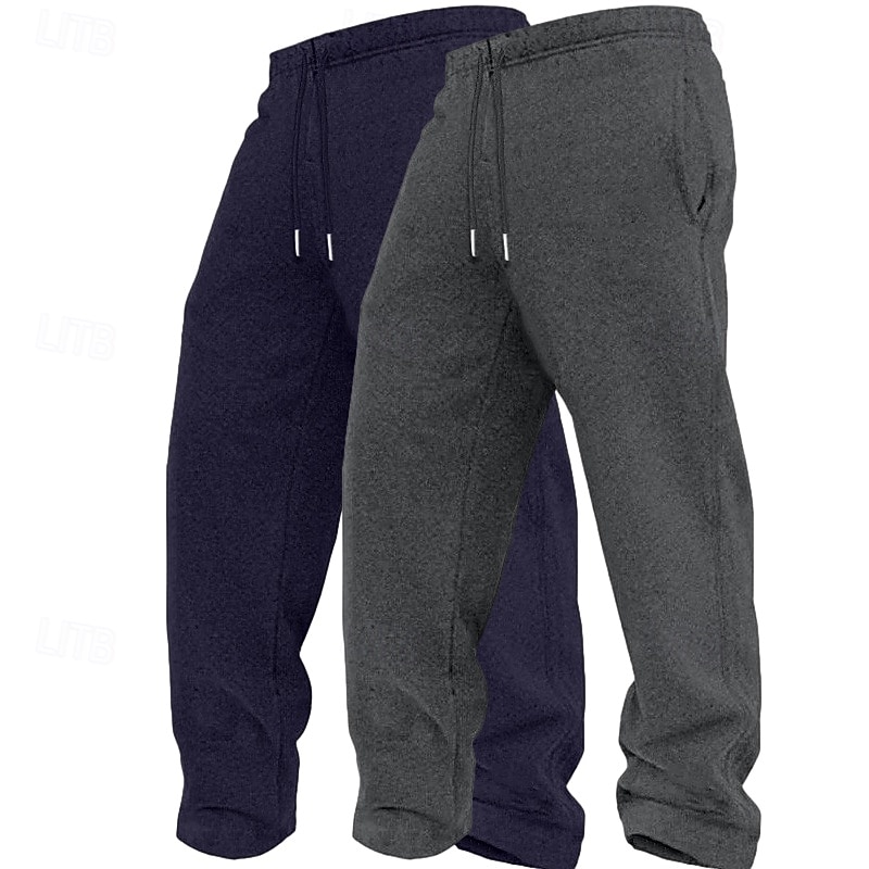 Herr Joggingbyxor Fleecebyxor Långbyxor Casual byxor Träningsbyxor med raka ben Snörning Elastisk midja Flerpack Slät Komfort Varm Fullängd Utomhus Dagligen Utekväll Mode Etnisk Stil Lös passning 2026 - $21.49 –P7