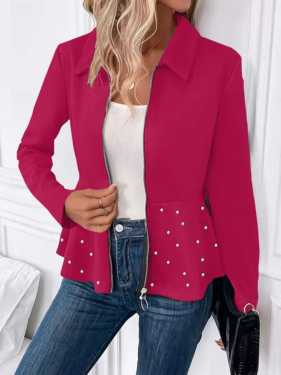 Per donna Giacca Casual Confortevole Traspirante Cerniera Casual Semplice Vacanza Streetwear Casuale Abbigliamento quotidiano Cerniera Corto Collo ripiegato Vestibilità regolare Manica Lunga del 2026 a $28.99 –P11