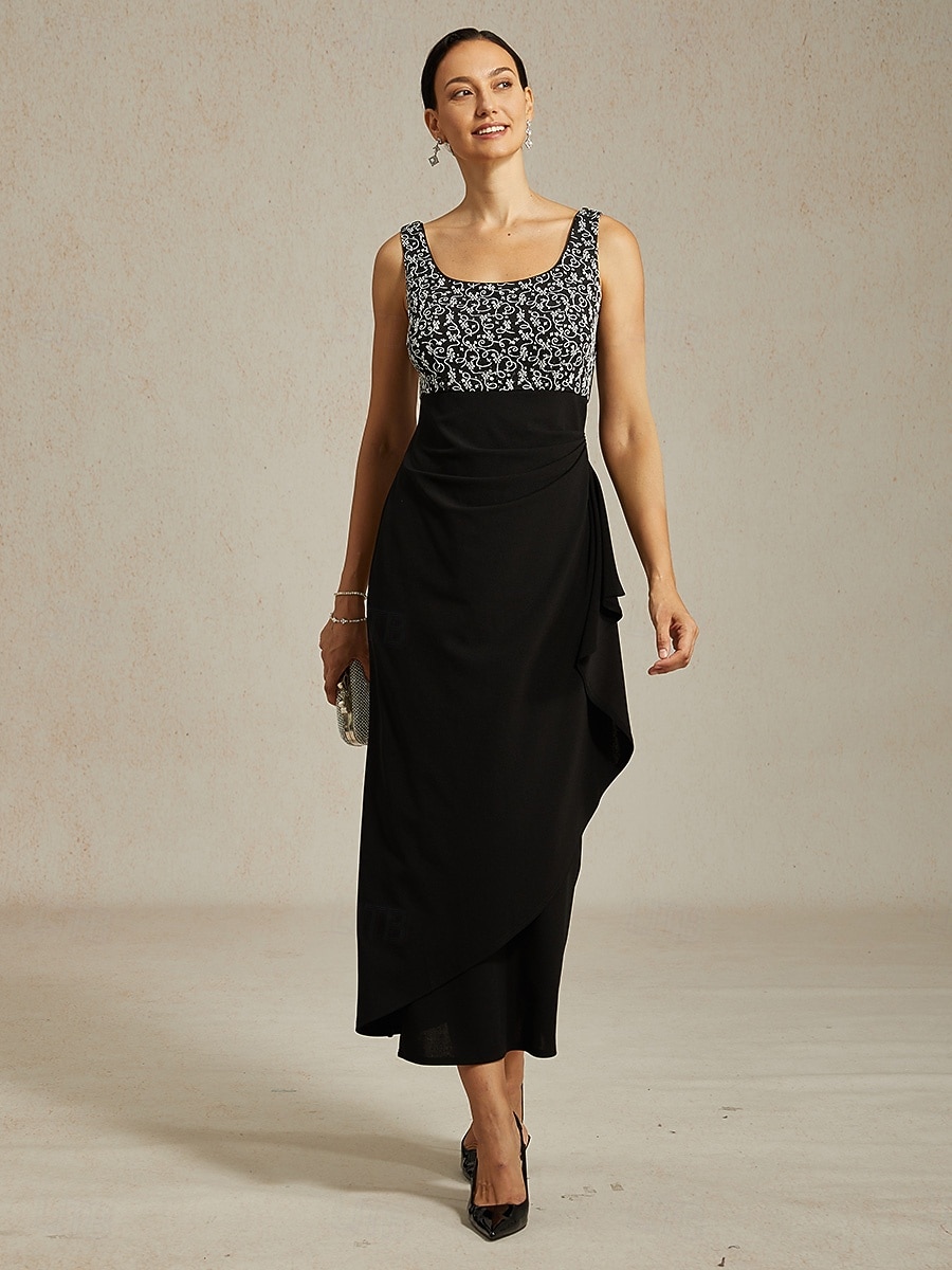 Mujer Vestido maxi Vestido tubo Elegante Formal Vestidos semi formales Fiesta de Noche Lentejuelas Encaje Ajuste regular Floral Manga Larga Cuello Barco Negro 2026 - $208.19 –P8