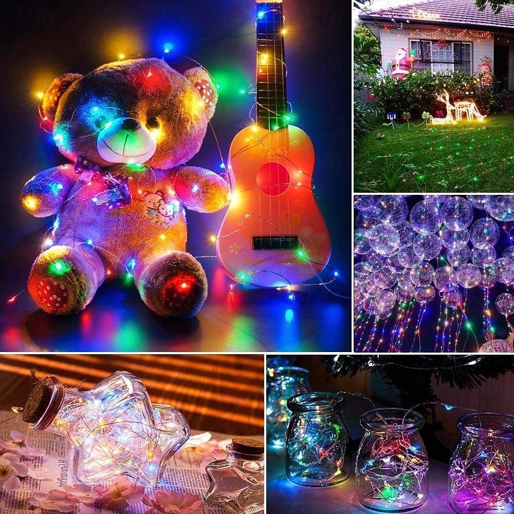 2 db 20 m/66 láb 200 led gyöngy karácsony halloween esküvői party fesztivál tündér fényfüzér beltéri és kültéri udvari kerti dekoráció fényfüzér usb tápegység 8 funkciós távirányító 2025 - $20.99 –P15