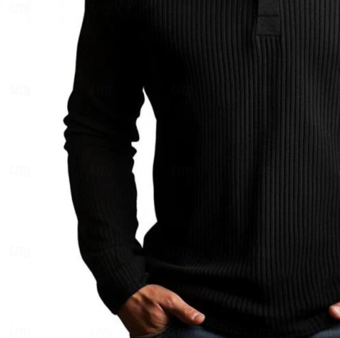 Per uomo Maglietta Maglietta a Maglia a Coste Camicia a Maniche Lunghe Manica Lunga Henley Primavera Autunno Inverno Semplice Testurizzato Striscia di Fossa Moda Designer Essenziale Lavoro a maglia del 2025 a $18.99 –P3