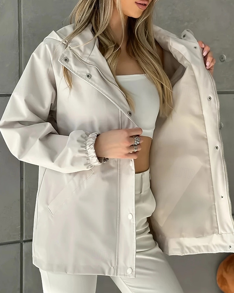 Mulheres Casaco de inverno Casaco com capuz Manter Quente Confortável Zíper Bolsos Casual Tecido Férias Roupa Diária Para Noite Final de semana Padrão Com Capuz Normal Manga Longa agasalhos Azul de 2025 por $41.99 –P21