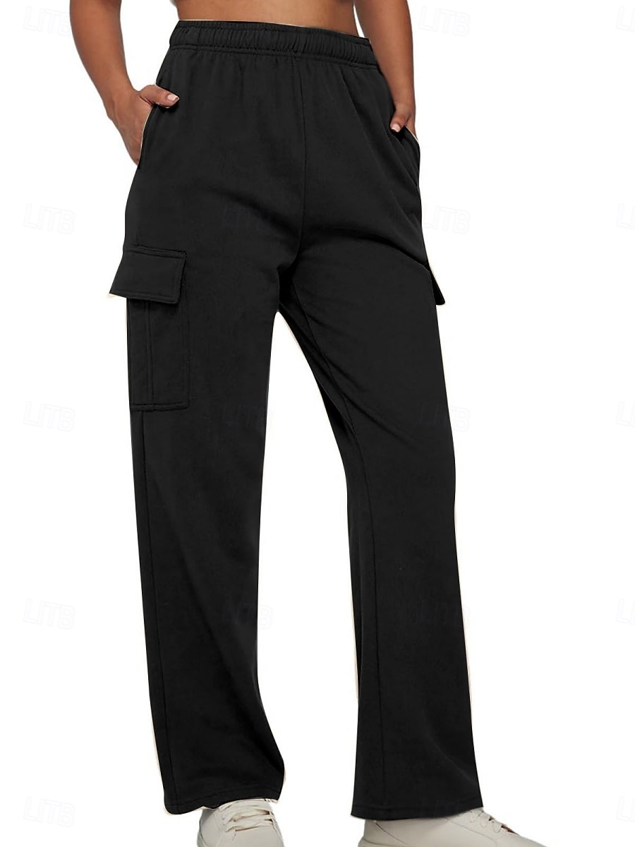 Mulheres Calças Cargo chinês Moda Roupa de rua Casual Comprimento total Cintura Alta Tecido Bolsos Cintura elástica Confortável Macio Micro-Elástica Ao ar livre Rua Castanho Escuro Cinzento Escuro de 2025 por $37.99 –P6