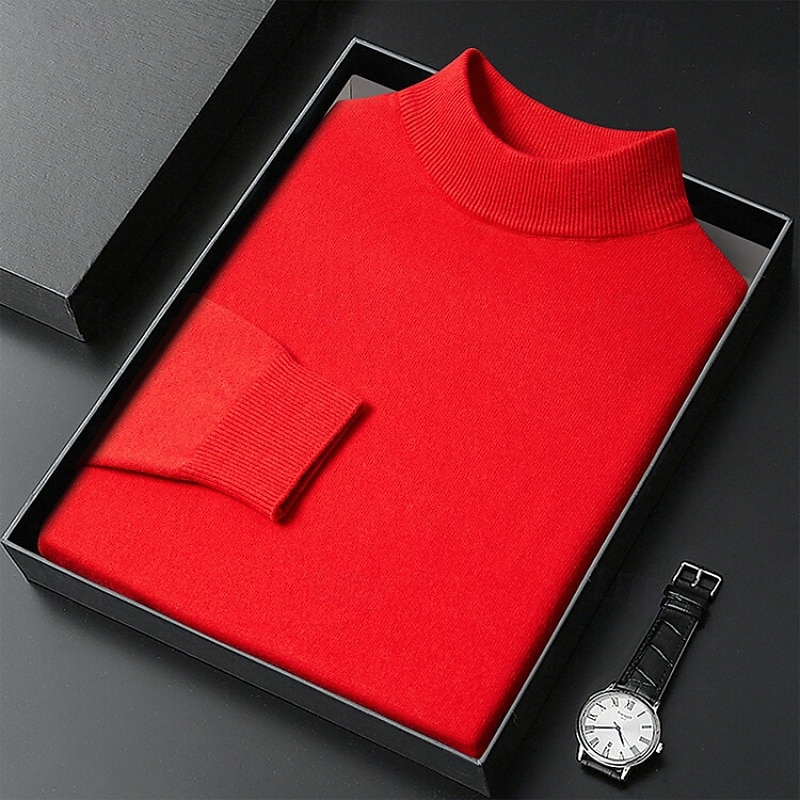 Men's Sweater Pullover Sweater Jumper Ribbed Knit Regular Tops Knitted Slim Fit Plain Turtleneck Knitwear Contemporary Casual Daily Wear Clothing Apparel Fall Camel Black M L XL 2026 - $26.99 –P7
