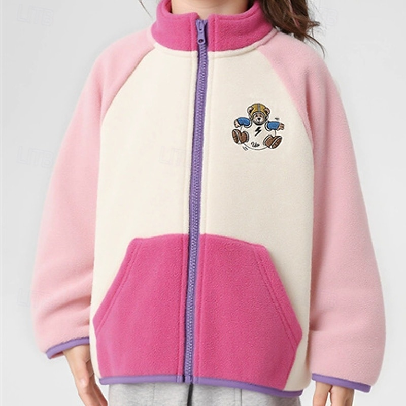 Barn Pojkar Fleece-jacka Friluftsjacka Kappa Ytterkläder Färgblock Långärmad Dragkedja Ficka Komfort Håller värmen Mjukt Täcka Utomhus Mode Dagligen Rodnande Rosa Grön Vår Höst 4 år + 2025 - $32.99 –P5