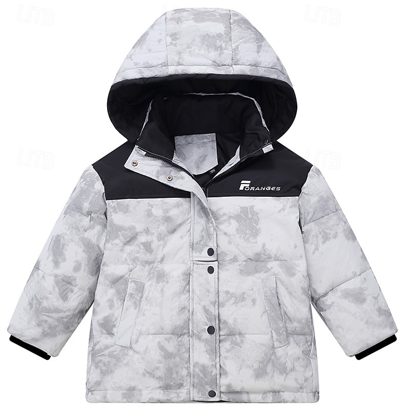 Gyerekek Uniszex Pehelykabát Kültéri kabát Pufferkabát Felsőruházat Szöveg Hosszú ujj Melegen tartani Szélálló Kabát Szabadtéri Napi Alap Fekete Lóhere Szürke Ősz Tél 4 év + 2025 - $83.99 –P5