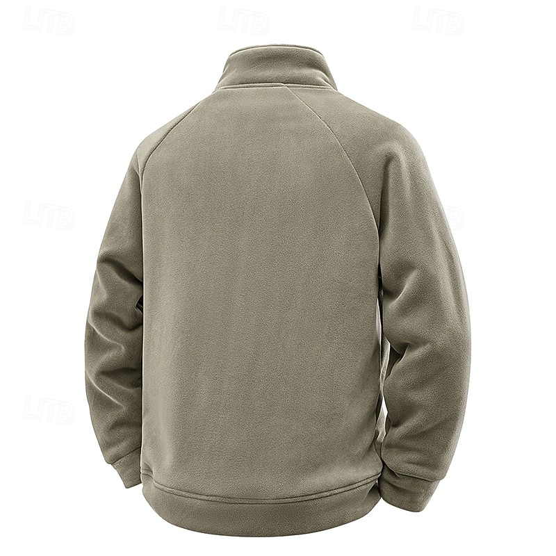 Men's Winter Jacket Fleece Jacket Casual Jacket Vacation Daily Thermal Warm Pocket Fleece Fall Winter Plain Fashion Streetwear Lapel Regular Black Khaki Army Green Dark Blue Jacket 2026 - $45.99 –P3