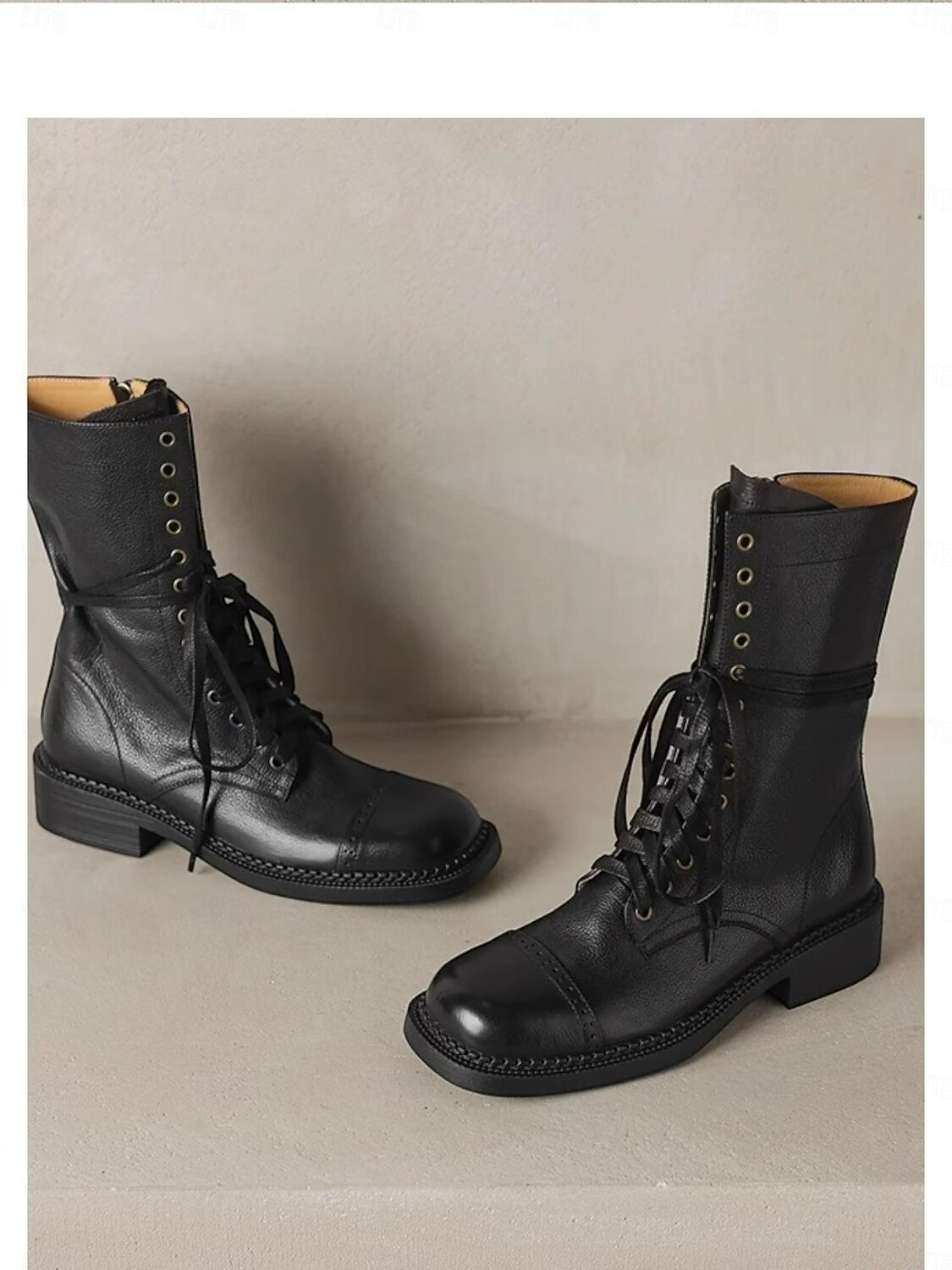 Bottines à lacets en cuir classiques Maillard de style britannique pour femmes - Bottines de combat rétro vintage pour une tenue décontractée d'automne et d'hiver de 2025 ? $64.99 –P2