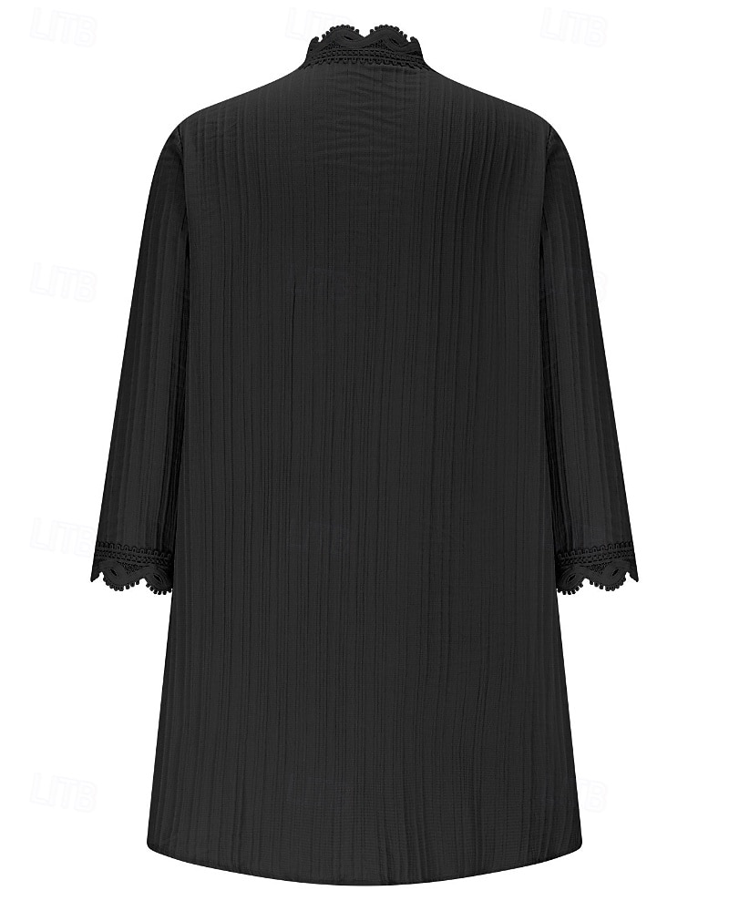 Damskie Sweter Sweter rozpinany Moda miejska Codzienny Jednokolorowe W serek Dzianiny Rękaw 3/4 Zwykłe topy Robić na drutach Święto Wyjściowe Weekend Czerwone wino Czarny Wiosna Jesień 2026 - $10.99 –P3