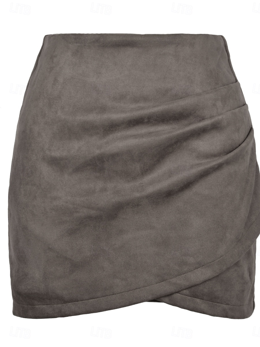 Damen Rock A-Linie Elegant Mode Mini Hohe Taille Röcke Einfach Mikroelastisch Straße Date Schwarz Rosa Khaki Grau Frühling Velourleder 2025 - $22.99 –P4