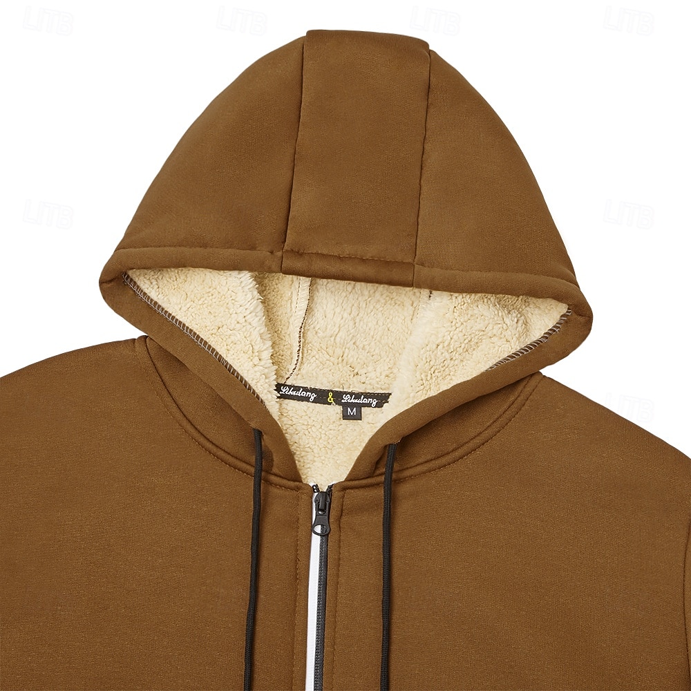Pánské Kapuce Mikina s kapucí na zip Fleecová bunda Černá Bílá Fialová Armádní zelená Námořnická modř Kapuce Bez vzoru Sporty a outdoor Denní Dovolená Vinobraní Šik ven Na běžné nošení Podzim zima 2025 - $37.99 –P10