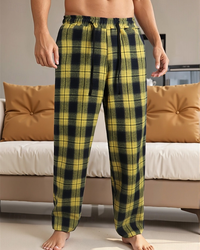 Herr Joggingbyxor Långbyxor Träningsbyxor med raka ben Snörning Ficka Elastisk midja Rutig Komfort Utomhussport Dagligen Mode Ledigt ArmyGreen Svart Microelastisk 2026 - $20.99 –P10