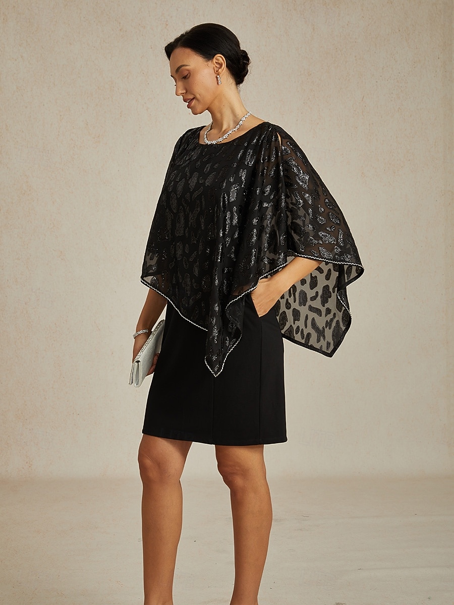Femmes Robe Midi Robe fourreau Élégant Fête Robes semi-formelles Mariage Soirée robe demoiselle d honneur Coupe régulière Léopard Sans manches Col ras du cou Noir Printemps Automne Hiver de 2025 ? $99.99 –P8