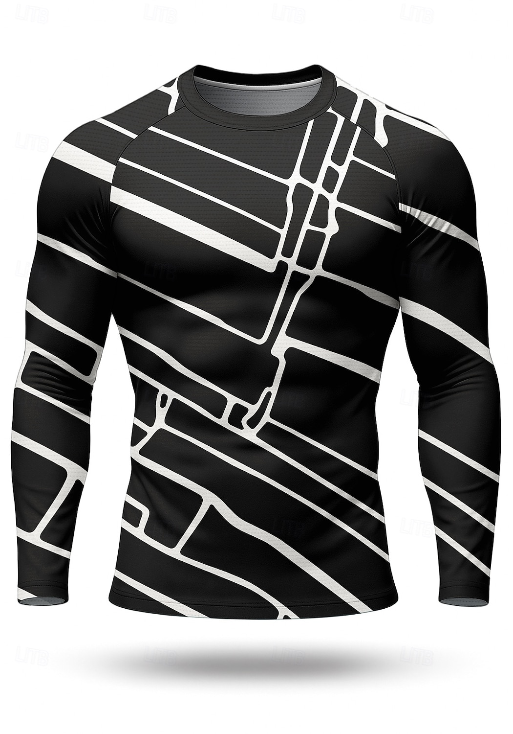 2025年 男性用 コンプレッション・シャツ ランニングＴシャツ 3Dプリント 長袖 ベース層 幾何学模様 速乾性 ビデオ圧縮 パワーフレックス 吸汗性 ジムトレーニング アクティブトレーニング サイクリング スポーツウェア アクティブウェア ブラック ネイビーブルー  コレクション – $20.99 –P4