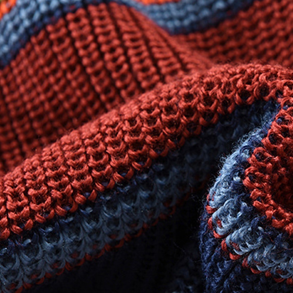Herr Cardigan Tröja Beskuren tröja Stickad tröja Ribbad Sticka Vanliga toppar Knappar Rand Sjalslag Mode Klassisk Semester Dagliga kläder Kläder Höst Vinter Vinrött M L XL 2025 - $33.99 –P9