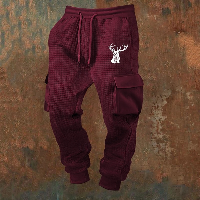Męskie Spodnie dresowe Uprawiający jogging Spodnie Spodnie waflowe Ściągana na sznurek Kieszeń Elastyczny pas Jeleń Komfort Codzienny Sporty na świeżym powietrzu Moda Codzienny Wino Khaki Średnio 2026 - $22.99 –P4