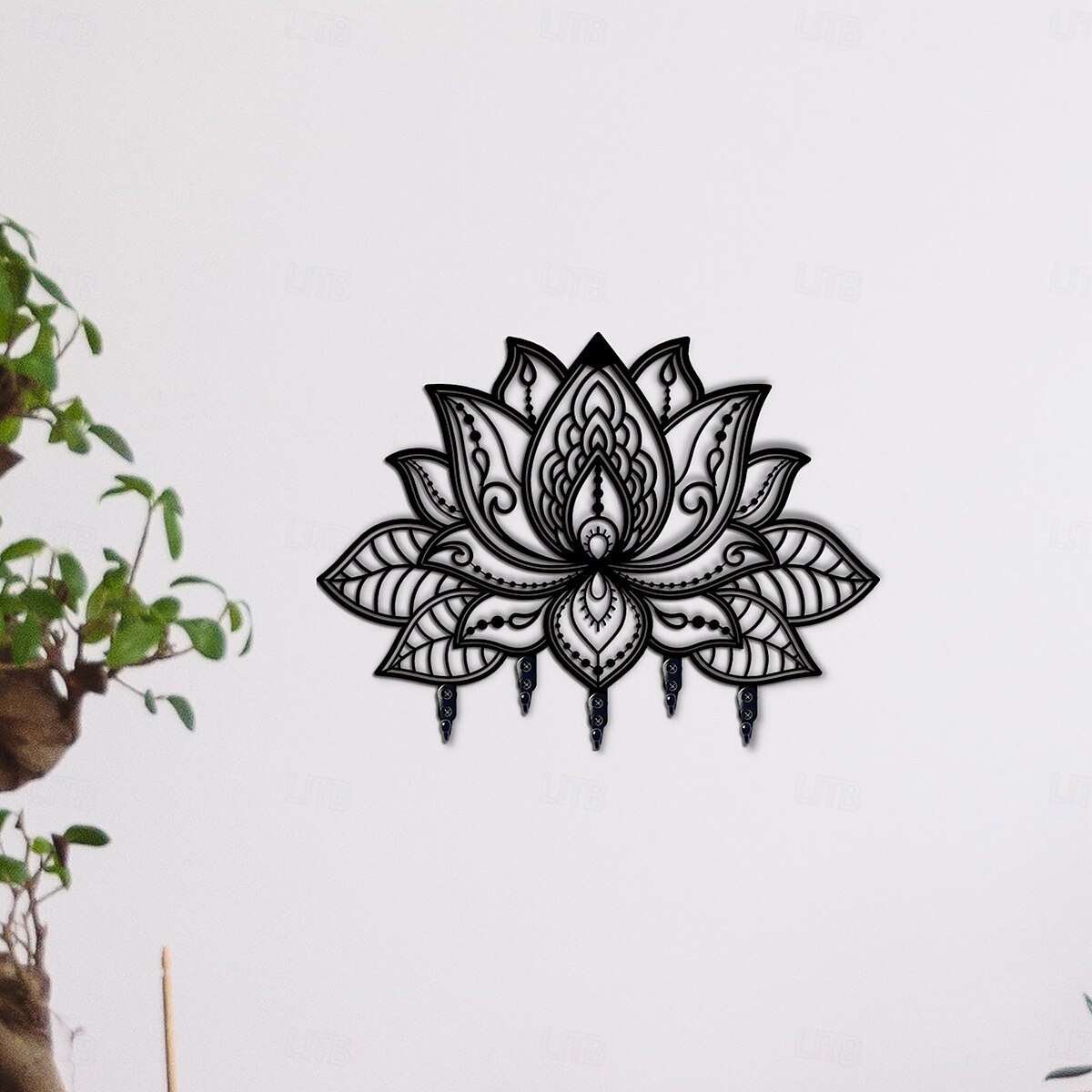nástěnný držák na klíče s motivem lotosu, teplá bytová dekorace, kovový háček na klíče od vchodových dveří, kuchyně, kanceláře nebo auta, organizér do domácnosti v retro stylu 2026 - $10.99 –P6