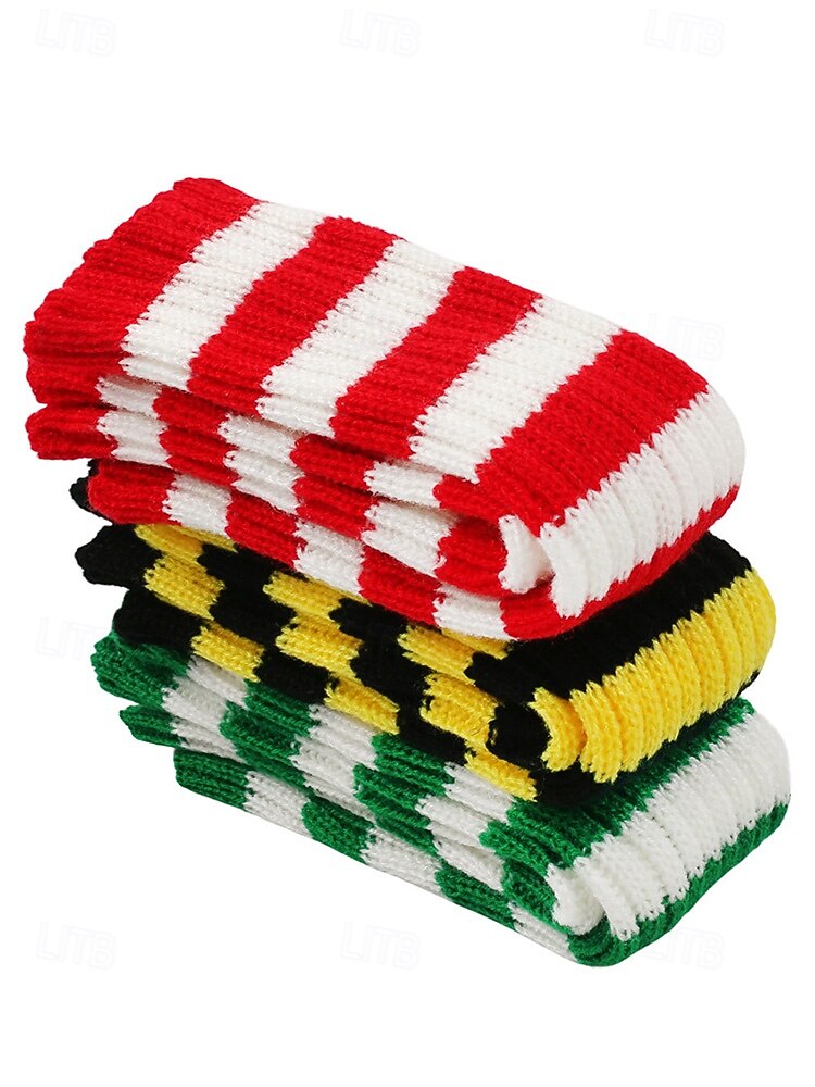 Gants sans doigts à rayures de Noël pour femmes - tricot doux, rayures rouges et blanches, parfaits pour les fêtes de fin d'année et les festivités hivernales de 2025 ? $7.99 –P8