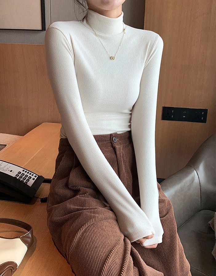 Per donna Felpa Elegante Casual Morbido Colore Puro A Coste Dolcevita Lavorato a maglia Manica Lunga Top Regolari Maglia All'aperto Quotidiano Weekend Nero Bianco Autunno Inverno del 2025 a $11.99 –P2