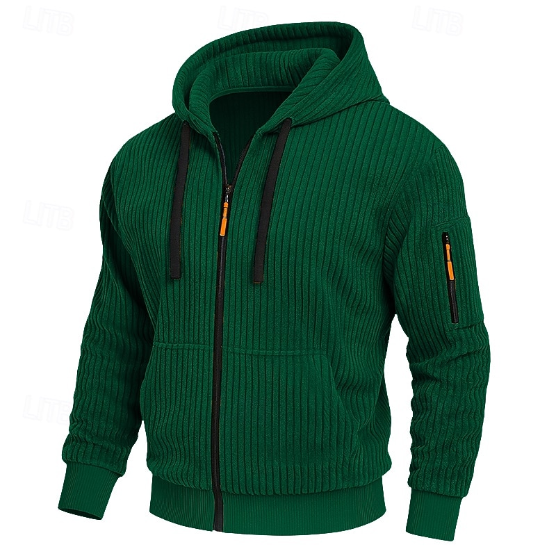 Per uomo Felpa con cappuccio Felpa con cappuccio a zip intera Velluto a coste Felpa con cappuccio tattica Nero Bianco Verde militare Rosso Borgogna Con Cappuccio Semplice Testurizzato Sport & Outdoor del 2025 a $23.99 –P11