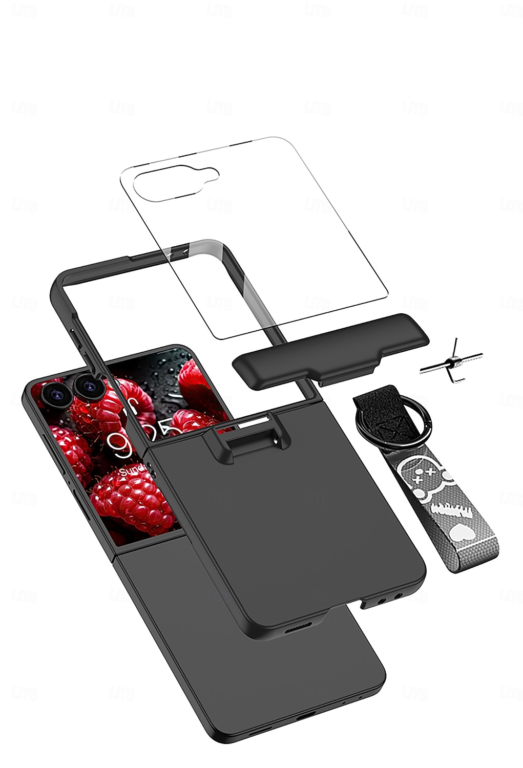telefone Capinha Para Samsung Galaxy Z Flip 7 Z Virar 6 Z Flip 5 Capa traseira e protetor de tela Suporte para carregamento sem fio com pulseira Retro PC de 2025 por $24.99 –P11