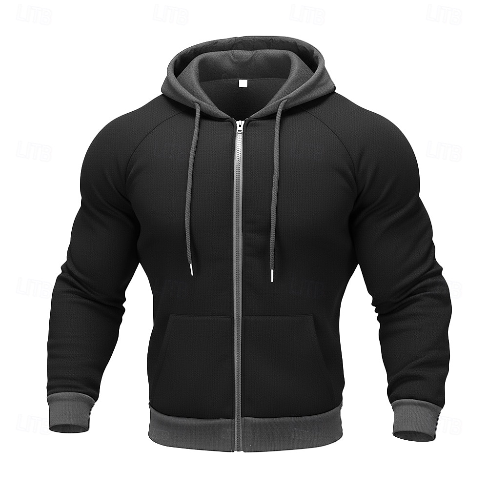 Men's Full Zip Hoodie Zip Up Hoodie Fuzzy Sherpa Fleece Hoodie Black Red Green Light Grey Dark Gray Hooded Plain Zip Up Zipper Pocket Sports & Outdoor Daily Weekend Polyester Vintage Cool Casual Fall 2026 - $28.99 –P4