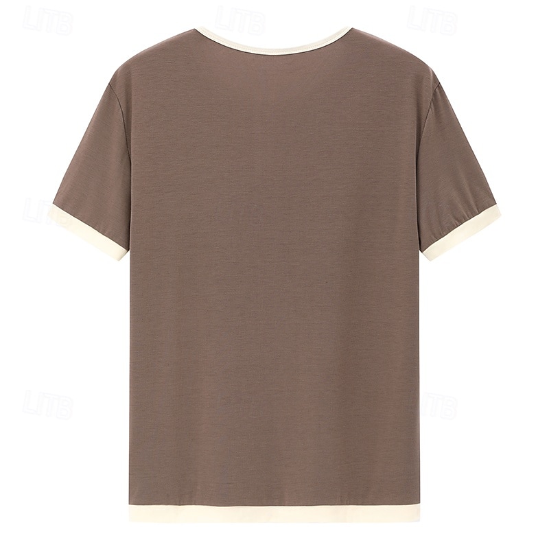 Herre T skjorte Henly-skjorte T-skjorter Kortermet skjorte Kortermet Henley Sommer Vår Fargeblokk Mote Designer Grunnleggende Lapper Feriereise Gate Ut på byen Blå Svart Rosa Topp T-skjorte for menn 2026 - $20.99 –P2