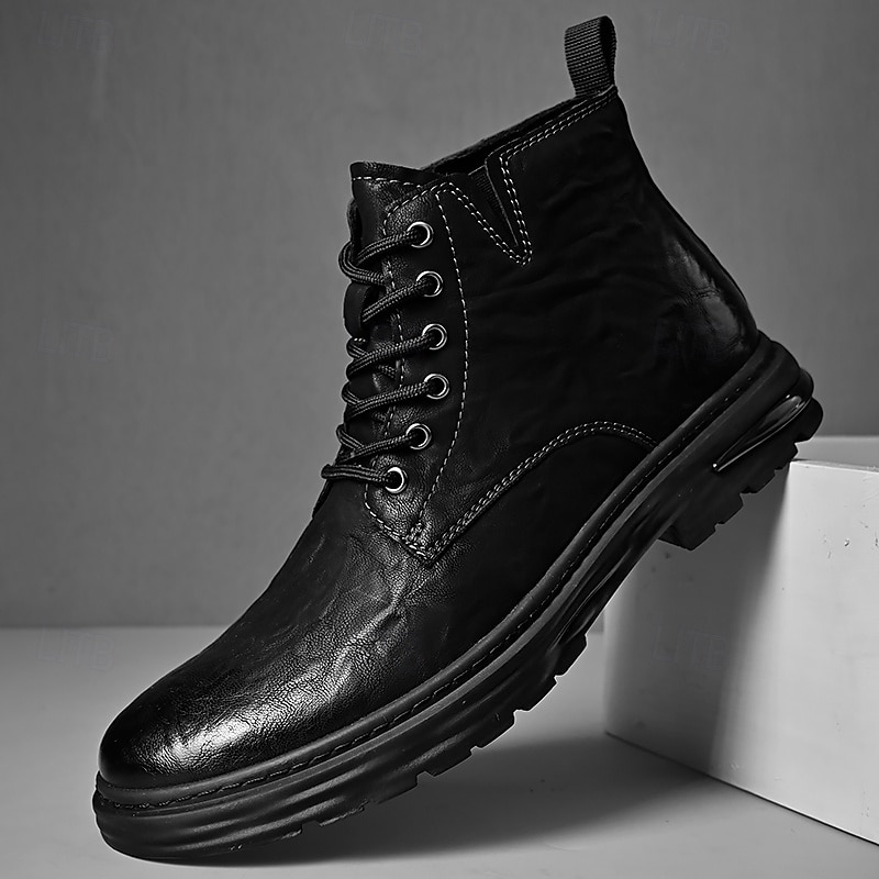 Per uomo Stivali Retrò Camminata Vintage Quotidiano PU Confortevole Stivali a Metà Polpaccio Allacciatura Nero Cachi Primavera Autunno del 2026 a $59.99 –P8
