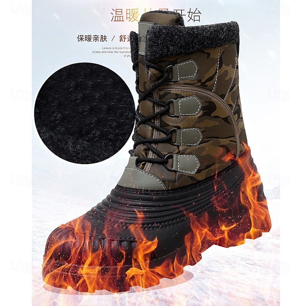 2026年 ファーライニング付きメンズ冬用スノーブーツ、防水断熱暖かいレースアップアウトドアシューズ、寒い天候用  コレクション – $89.99 –P6