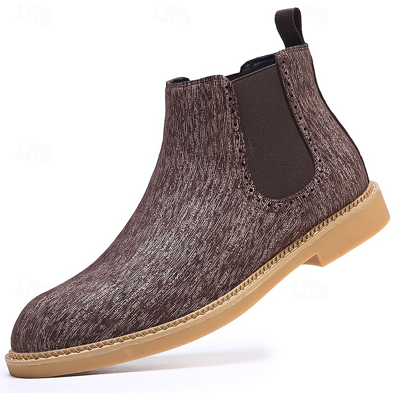 stivali chelsea da uomo color cachi, stile casual e leggero alla caviglia con soffietti elastici, per l'ufficio, le uscite del fine settimana e il comfort quotidiano del 2026 a $59.99 –P4