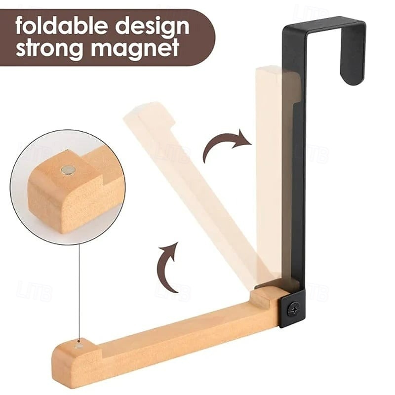 Crochets de porte pliables en bois sans perçage, support de placard invisible, crochet mural pour vêtements, gain de place, support pliable pour dortoir, chambre à coucher, porte arrière, organisateur de 2026 ? $16.99 –P3