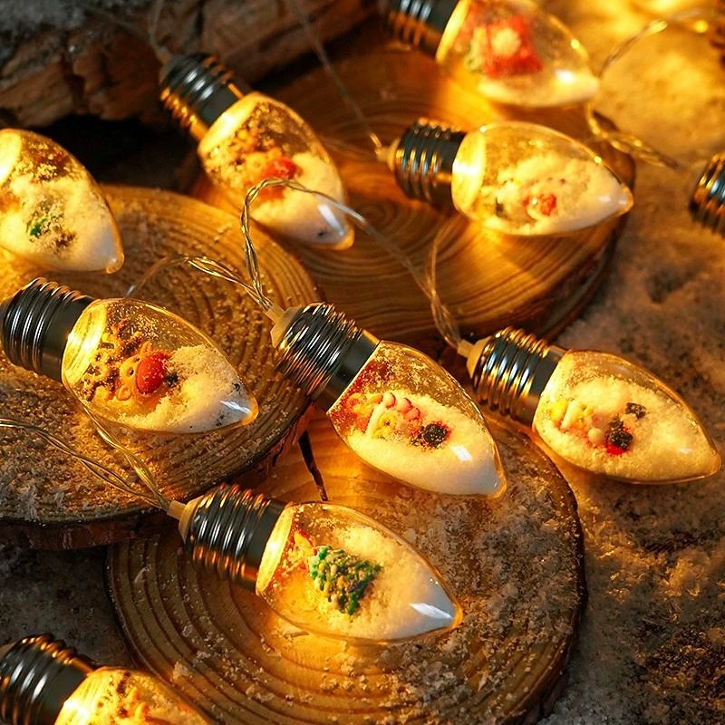 Guirlande lumineuse de Noël à ampoules, flocon de neige, sapin de Noël, 1,5 m, 10 LED, alimentée par piles, pour fête de Noël, fenêtre, balcon, porche de 2025 ? $15.99 –P4