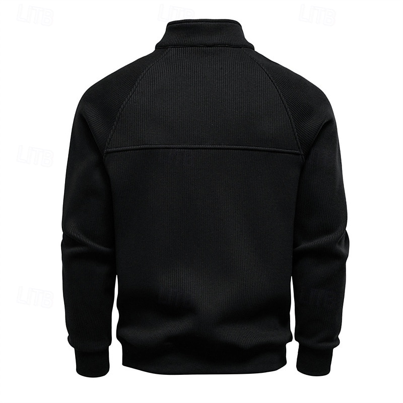 Homens Moletom Moletom de lã Moletom com zíper Adamascado Preto Verde Tropa Azul Marinha Cinza Claro Meio Zíper Tecido Zíper Desportos e Ar livre Diário Feriado Roupa de rua Básico Casual Outono de 2025 por $36.99 –P4