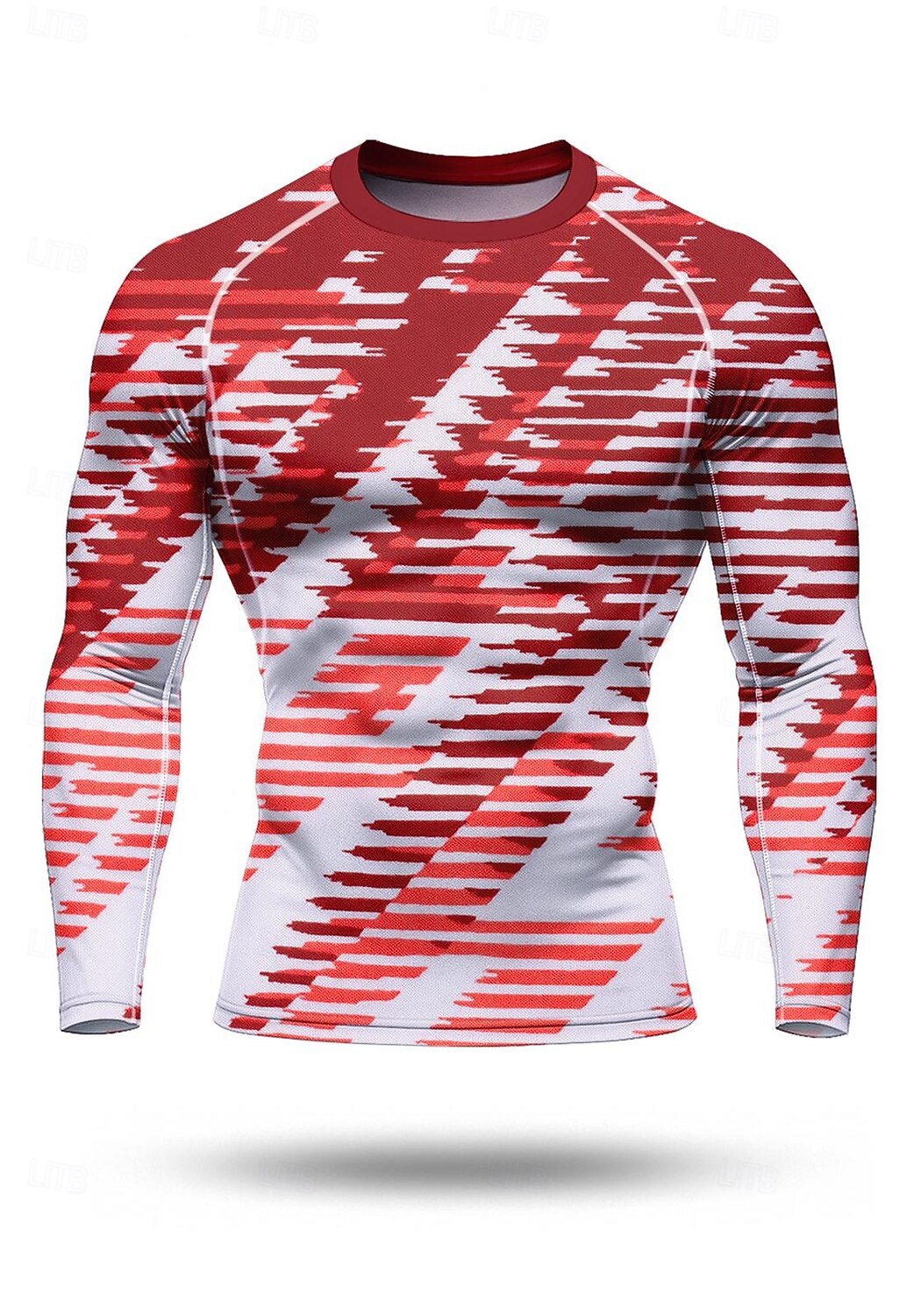 2025年 男性用 コンプレッション・シャツ ランニングＴシャツ 3Dプリント 長袖 ベース層 幾何学模様 速乾性 ビデオ圧縮 パワーフレックス 吸汗性 ジムトレーニング アクティブトレーニング 運動 スポーツウェア アクティブウェア レッド  コレクション – $20.99 –P3