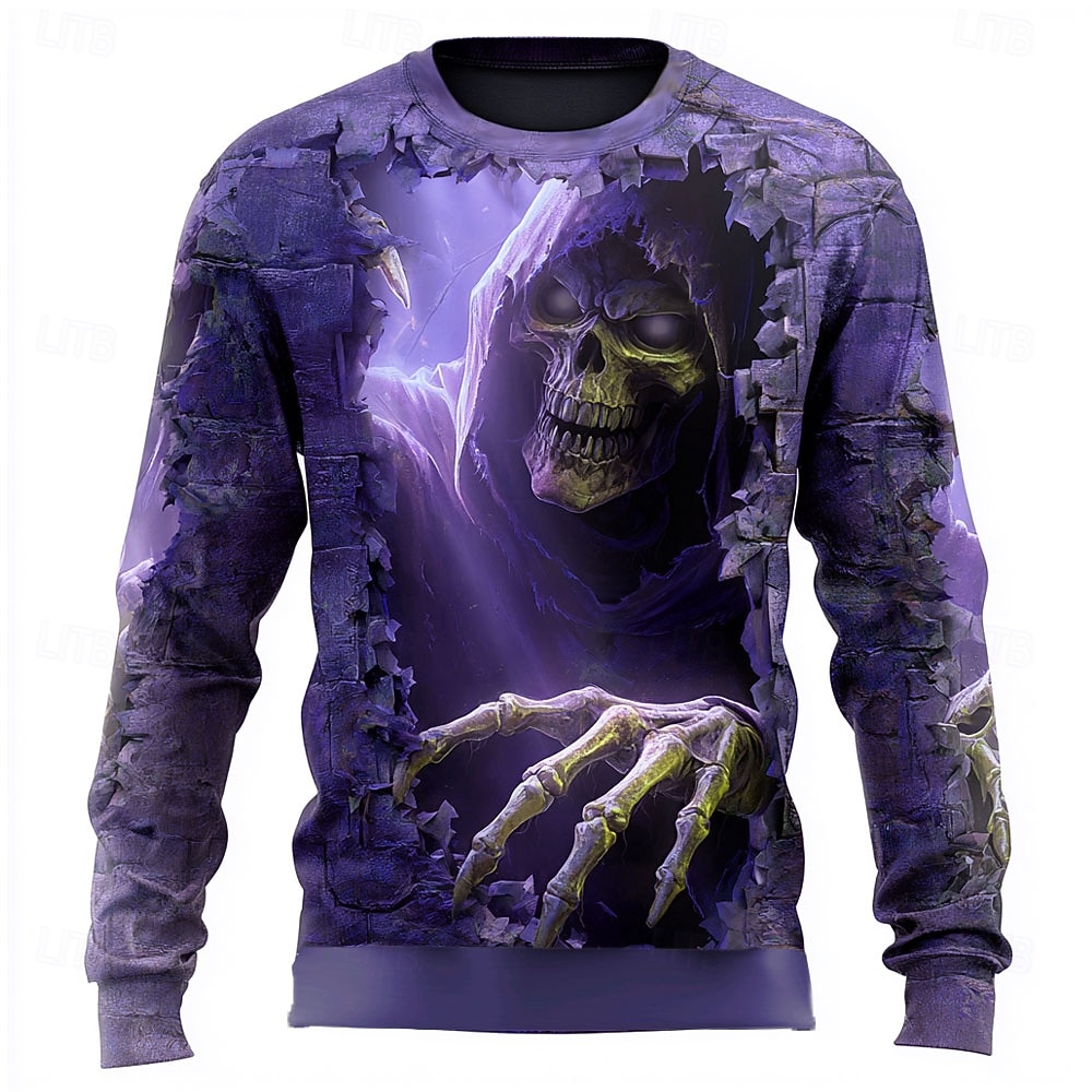 Halloween Pánské 3D Čert Žací stroj Mikina Punk Večírek Tričkový Dovolená Vodní modrá Fialová Výstřih ke krku 3D Celý rok Návrhář 2025 - $29.99 –P2