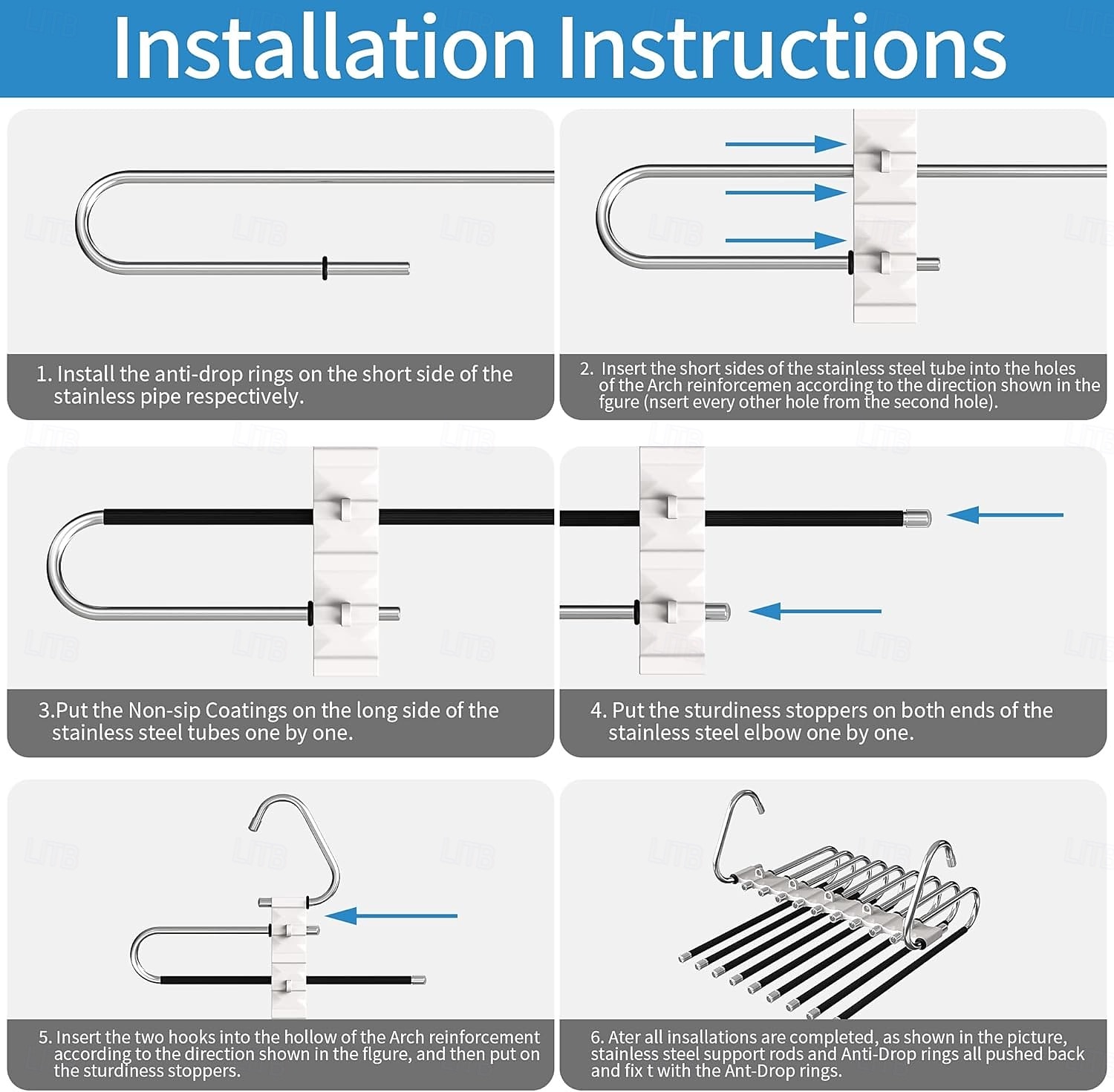 Lot de 2 cintres à pantalons, gain de place, 9 couches, multifonctionnels, en acier inoxydable, pour pantalons, jeans, leggings, blanc antique de 2026 ? $33.99 –P1