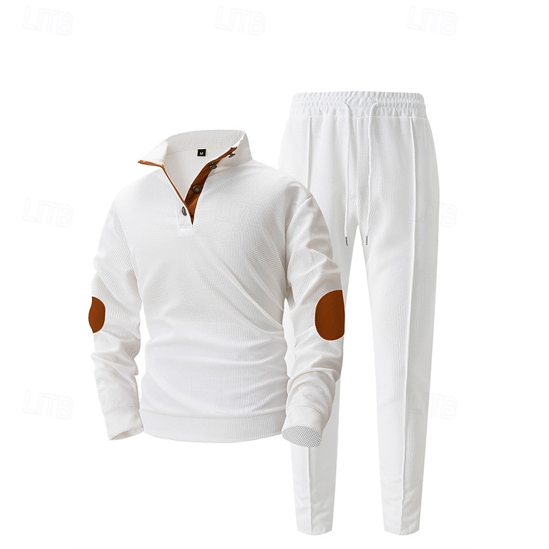 Herre Genser Joggedress Antrekkssett Høy krage utendørs Daglig Sport Snorer Lomme Fargeblokk Svart Hvit Kongeblå Polyester Sportsklær Mote Gatemote Vår 2026 - $46.99 –P11